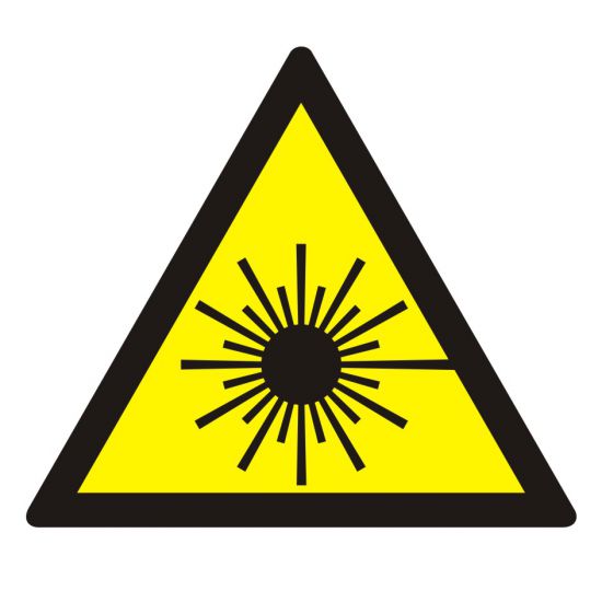 Znak BHP - ostrzeżenie przed promieniami laserowymi