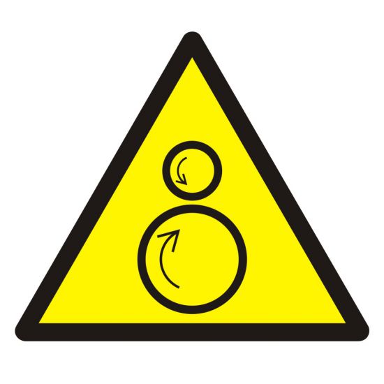 Znak BHP - ostrzeżenie przed ruchomymi rolkami