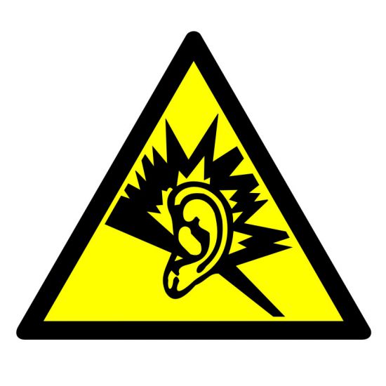 Znak BHP - ostrzeżenie przed silnym hałasem