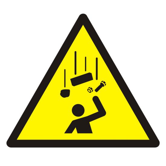 Znak BHP - ostrzeżenie przed spadającymi elementami