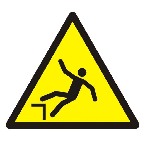 Znak BHP - ostrzeżenie przed spadnięciem (upadkiem)
