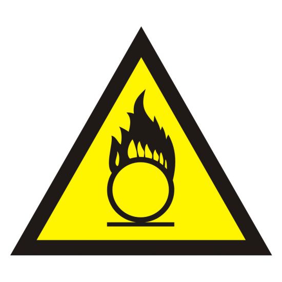 Znak BHP - ostrzeżenie przed substancjami o właściwościach utleniających 2