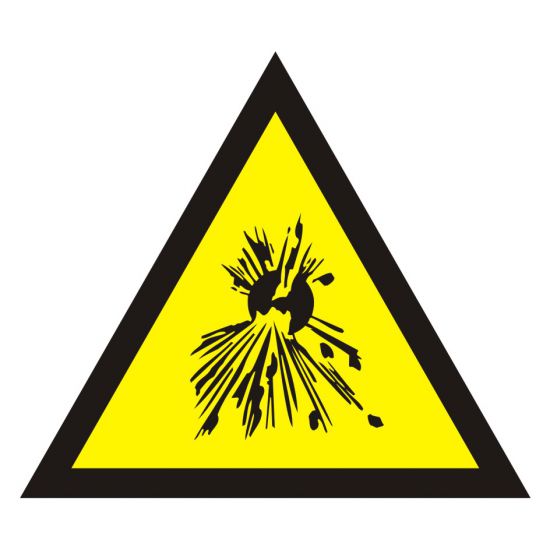 Znak BHP - ostrzeżenie przed substancjami wybuchowymi