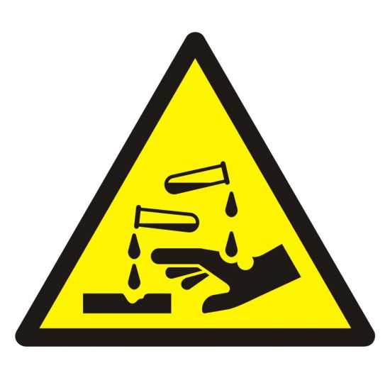 Znak BHP - ostrzeżenie przed substancjami żrącymi