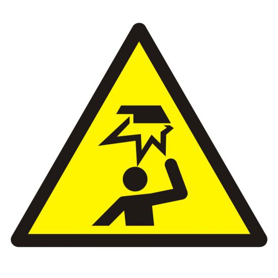 Znak BHP - ostrzeżenie przed uderzeniem w głowę