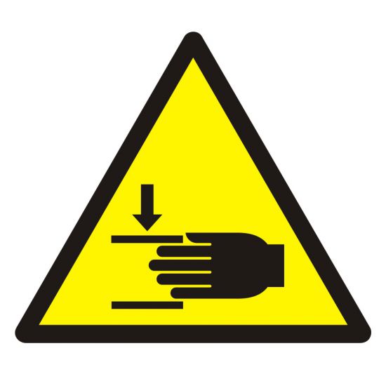 Znak BHP - ostrzeżenie przed zgnieceniem dłoni