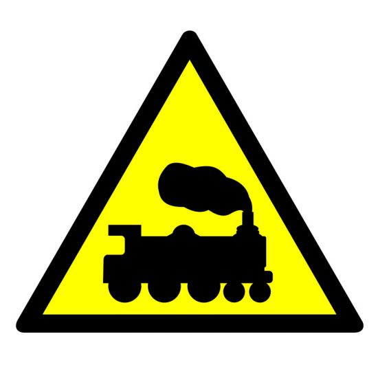 Znak BHP - ostrzeżenie - rampa lub przejazd kolejowy