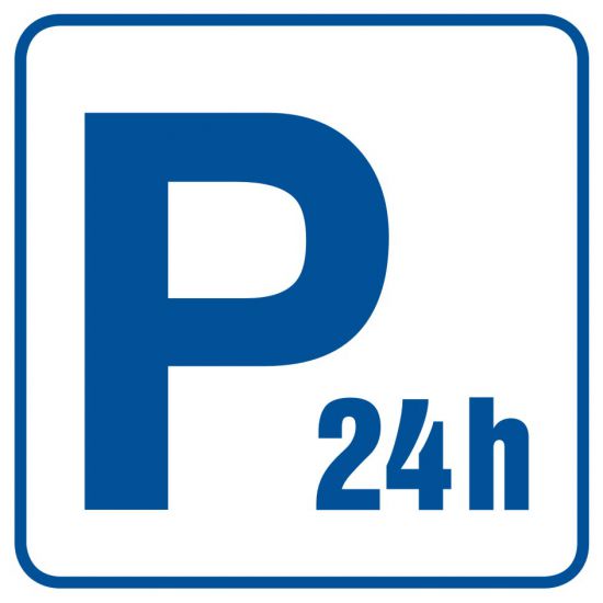 Piktogram - parking płatny - czynny całą dobę