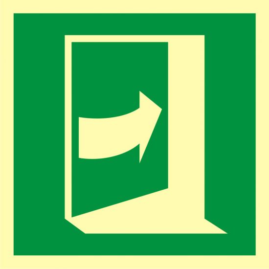 Znak ewakuacyjny - pchać aby otworzyć drzwi (prawe)