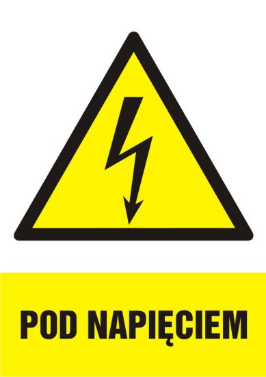 Znak elektryczny - pod napięciem - pionowy