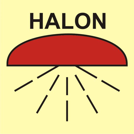 Znak morski - rejon chroniony przez instalację halonu 1301