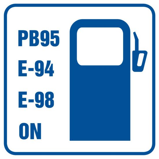 Piktogram - stacja benzynowa (z wyszczególnieniem rodzajów paliw)
