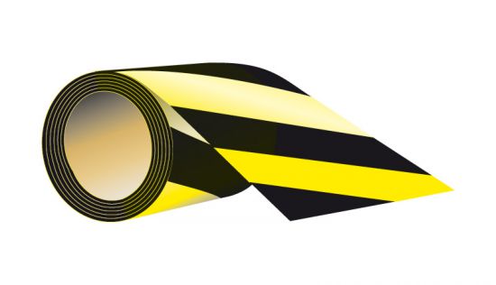 Taśma samoprzylepna dł 7,5 cm x 58 mb - czarno - żółta