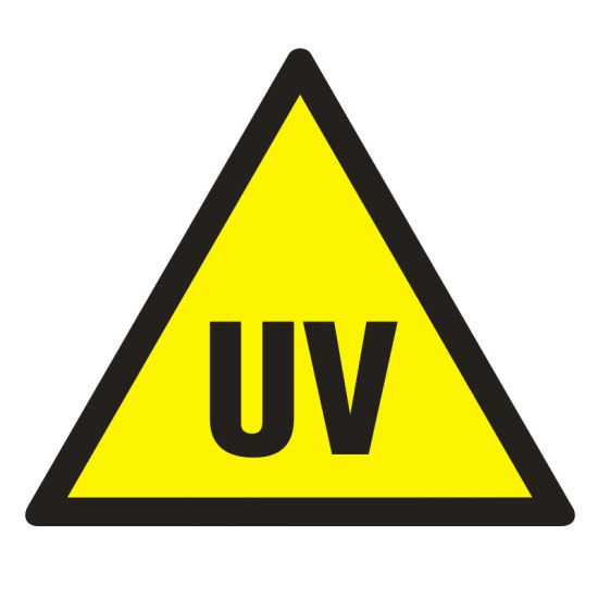 Znak BHP - UWAGA! Promieniowanie nadfioletowe