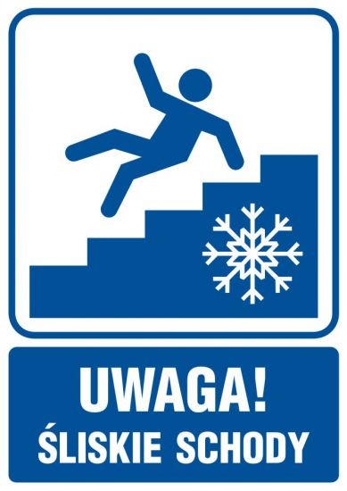 Piktogram - UWAGA! Śliskie schody 2