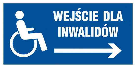Znak - wejście dla inwalidów w prawo