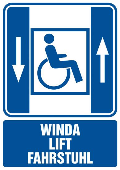 Piktogram - winda lift fahrstuhl - dźwig osobowy dla niepełnosprawnych