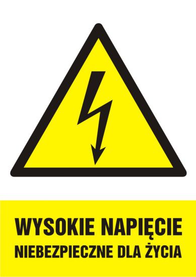 Znak elektryczny - wysokie napięcie niebezpieczne dla życia - pionowy