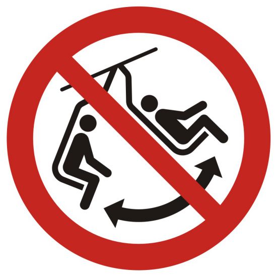 Znak BHP - zakaz bujania krzesełkiem