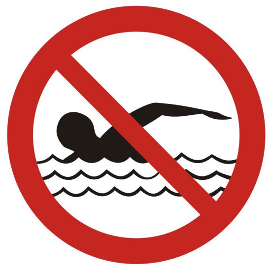 Znak BHP - zakaz kąpieli