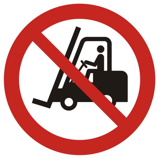 Znak BHP - zakaz ruchu urządzeń do transportu poziomego