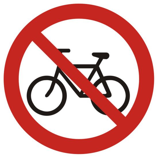Znak BHP - zakaz wjazdu na rowerze