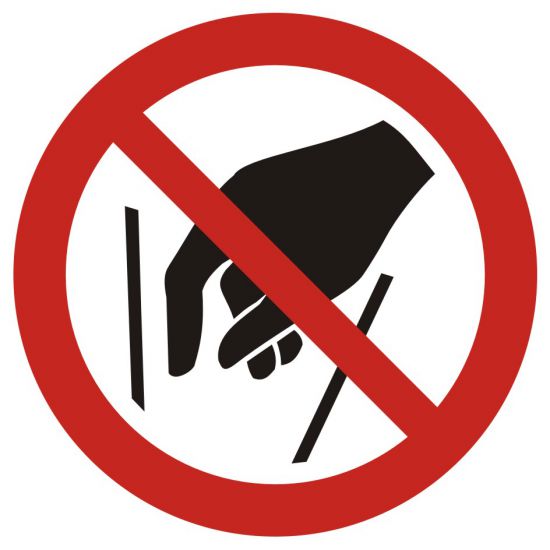Znak BHP - zakaz wkładania rąk do środka