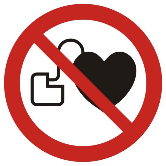 Znak BHP - zakaz wstępu osobom ze stymulatorem serca