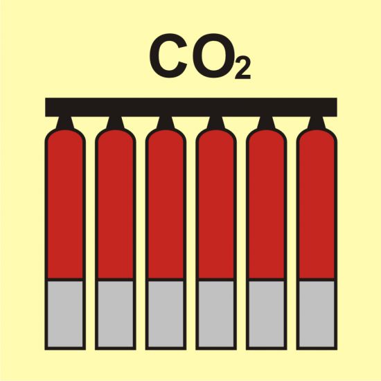 Znak morski - zamocowana bateria gaśnicza (CO2 - dwutlenek węgla)