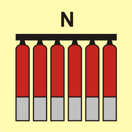 Znak morski - zamocowana bateria gaśnicza (N - azot)
