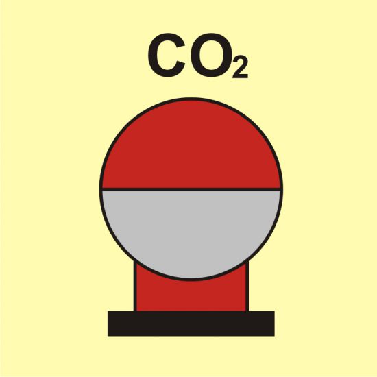 Znak morski - zamocowana butla gaśnicza umieszczona w zabezp. (CO2)