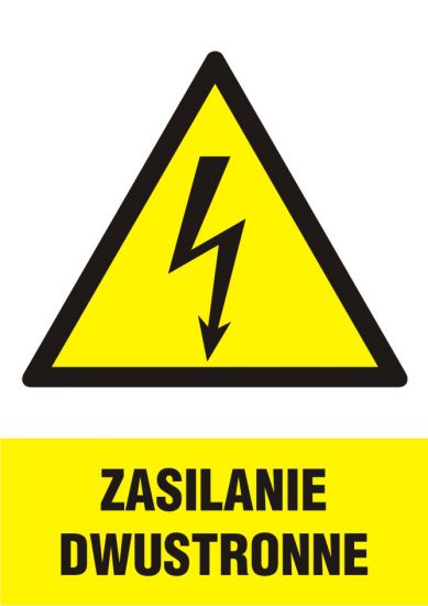 Znak elektryczny - zasilanie dwustronne - pionowy