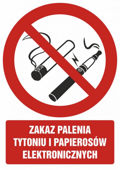 Znak BHP - Zakaz palenia tytoniu i papierosów elektronicznych