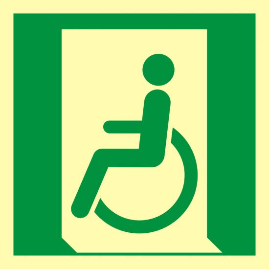 Znak ewakuacyjny - ewakuacyjny - Wyjście ewakuacyjne dla niepełnosprawnych (lewostronne)