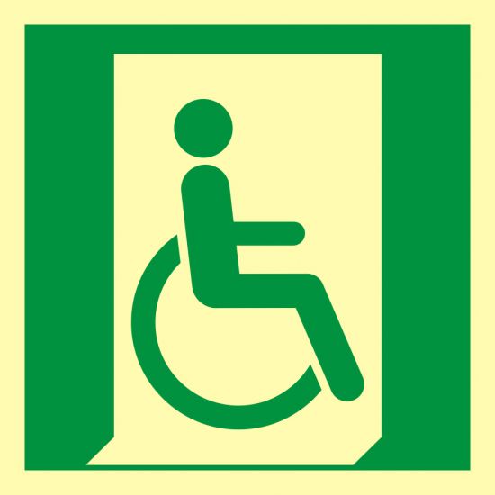 Znak ewakuacyjny - ewakuacyjny - Wyjście ewakuacyjne dla niepełnosprawnych (prawostronne)