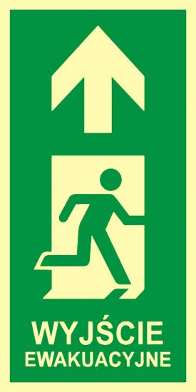 Znak ewakuacyjny - pionowy kierunek do wyjścia ewakuacyjnego - w górę w prawo
