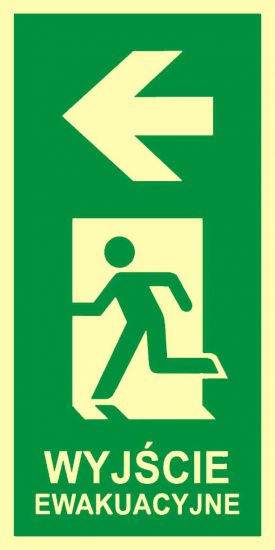 Znak ewakuacyjny - pionowy kierunek do wyjścia ewakuacyjnego - w lewo