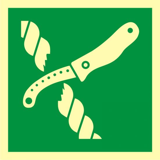 Znak morski - nóż do liny tratwy ratunkowej