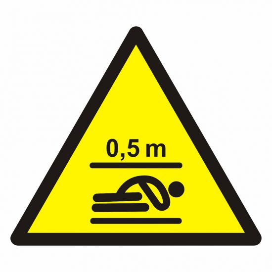Znak BHP - oznakowanie wind - wymiary przestrzeni bezpieczeństwa w podszybiu - pozycja leżąca