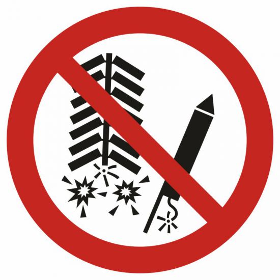 Znak BHP - zakaz używania fajerwerków
