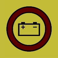 Znak morski - awaryjne źródło energii elektrycznej (bateria)