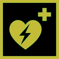 Znak ewakuacyjny - defibrylator (AED)