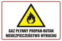 Znak BHP - gaz płynny propan - butan niebezpieczeństwo wybuchu