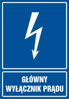 Znak elektryczny - główny wyłącznik prądu - pionowy