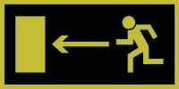 Znak ewakuacyjny - kierunek do wyjścia drogi ewakuacyjnej w lewo
