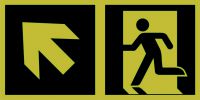 Znak ewakuacyjny - kierunek do wyjścia ewakuacyjnego - w górę w lewo