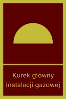 Znak przeciwpożarowy - kurek główny instalacji gazowej