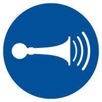 Znak BHP - nakaz używania sygnału dźwiękowego