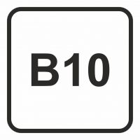Znak - B10 - olej napędowy - maksymalna zawartość biodiesla w paliwie dopuszczalna do użycia w pojeździe 10%