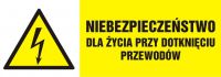 Znak elektryczny - niebezpieczeństwo dla życia przy dotknięciu przewodów - poziomy